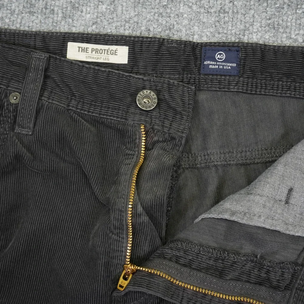 AG Adriano Goldschmied Pants Mens 36 (Fit 38x35) Gray Protege Straight Corduroy